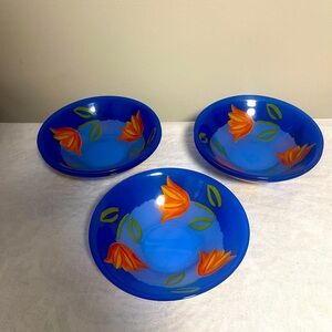 Matys Arcoroc France All Purpose  5 Blue Cereal Bowls 6-1/2”